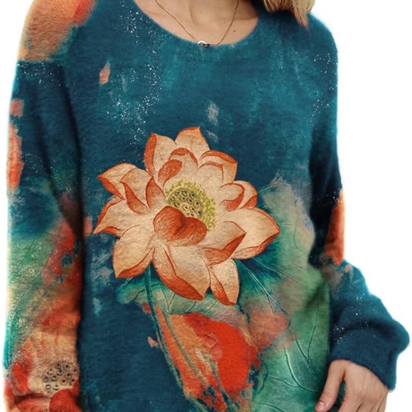 Yesno Oversized Cotton/Wool Blend Graphic Pullover Sweater NWOT Sz XL - Picture 1 of 6